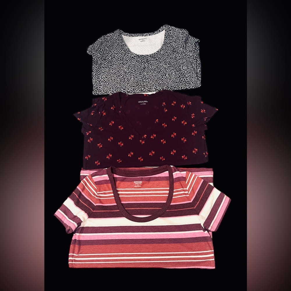 LOT of 3 womens cotton short sleeved shirts.